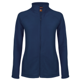 Womens Navy Fleece Full Zip Jacket-Select-A-Logo