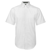 White Twill Button Down Short Sleeve-Select-A-Logo