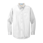 White Twill Button Down Long Sleeve-Select-A-Logo