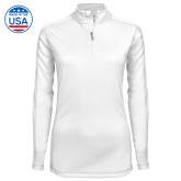 Syntrel Womens White Interlock 1/4 Zip-Select-A-Logo
