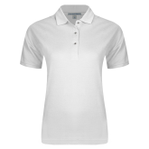 Womens Silk Touch White Pique Polo-Select-A-Logo