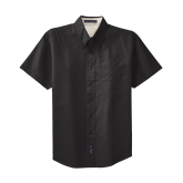 Black Twill Button Down Short Sleeve-Select-A-Logo