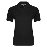 Womens Silk Touch Black Pique Polo-Select-A-Logo