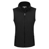 Womens Black Fleece Full Zip Vest-Select-A-Logo