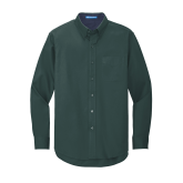 Dark Green Twill Button Down Long Sleeve-Select-A-Logo