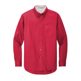 Red Twill Button Down Long Sleeve-Select-A-Logo