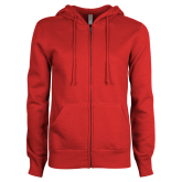 ENZA Womens Red Fleece Full Zip Hoodie-Select-A-Logo