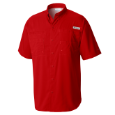 Columbia Red Tamiami Performance Short Sleeve Shirt-Select-A-Logo