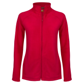 Womens Red Fleece Full Zip Jacket-Select-A-Logo