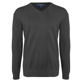Charcoal Heather VNeck Sweater-Select-A-Logo