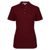 Womens Silk Touch Burgundy Pique Polo-Select-A-Logo