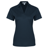 Womens Navy Performance Fine Jacquard Polo-Select-A-Logo