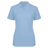 Womens Silk Touch Light Blue Pique Polo-Select-A-Logo