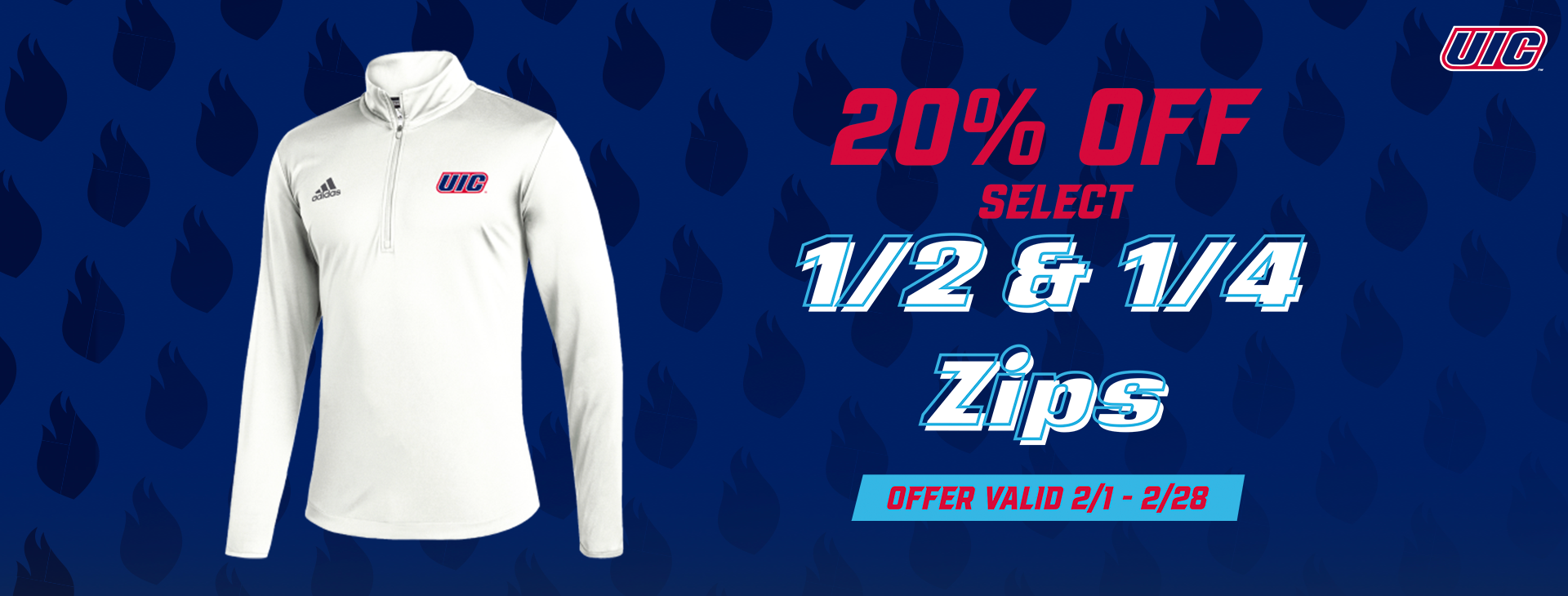 Zip into savings with 20% off half and quarter zips February 1 - 28