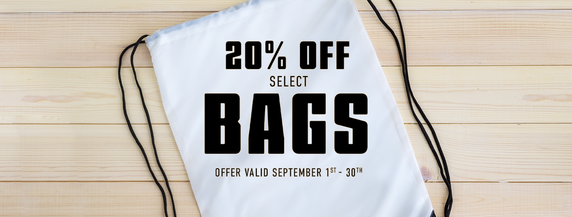 20% off select bags offer valid September 1 to September 30